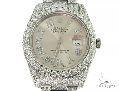 DateJust Oyster Perpetual Diamond Rolex Watch 41mm Stainless Steel 66185