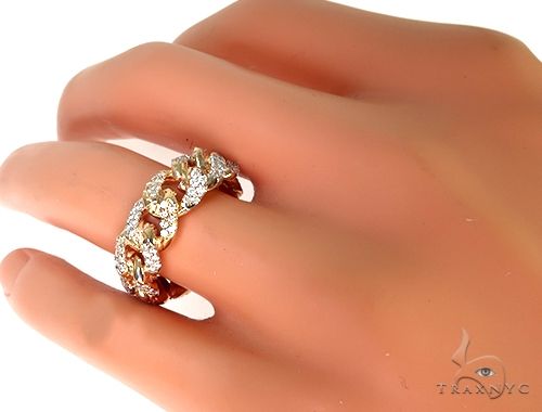 14K Two Row Diamond Cuban Link Ring 2.00ct