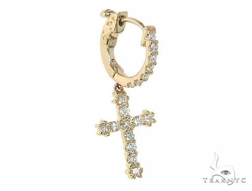 14K Gold Diamond Single Cross Earrings 66202: buy online in