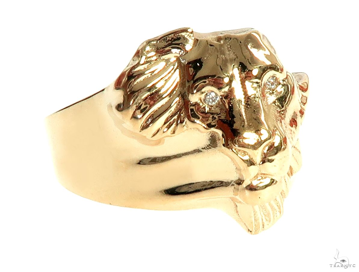 Mens Gold Stainless Steel Lion Ring