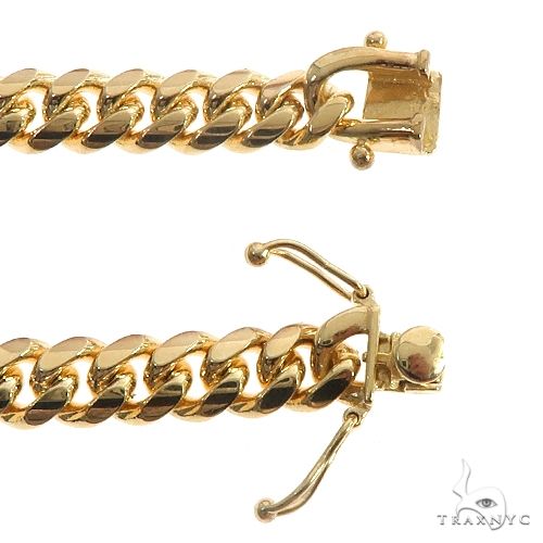 Solid 14K Yellow Gold Miami Cuban Link Chain Bracelet For Men VS