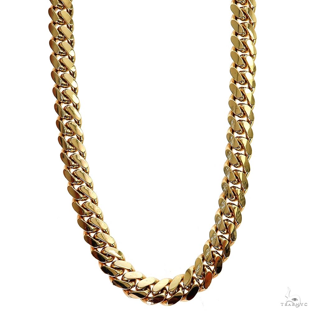 14K Yellow Gold Solid Miami Cuban Link Chain 24 Inches 7mm 66534