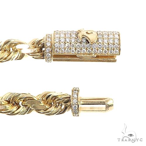14K Gold Diamond Cut Rope Chain With Custom Made TraxNYC Diamond Logo Lock  20 Inches 7mm 66588