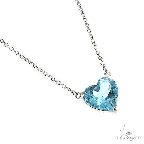 Blue Lapis Heart Necklace With Diamonds - KAMARIA