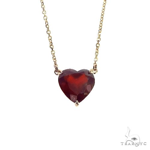 Hallmark Diamonds Garnet Heart Necklace 1/10 ct tw Sterling Silver 18
