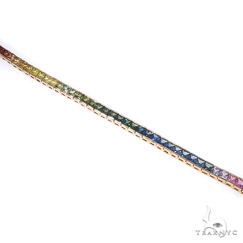 14K Gold Rainbow Sapphire Princess Cut Bracelet 66760: buy
