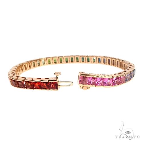 14K Gold Rainbow Sapphire Princess Cut Bracelet 66760: buy