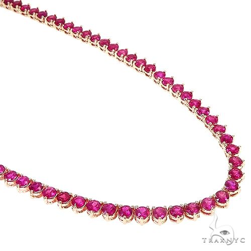 3.85 ct Red Ruby & 1.25 ct to F Diamond Designer tennis Necklace - 14.06 gr  - 14 kt. White gold - Necklace Ruby - Catawiki