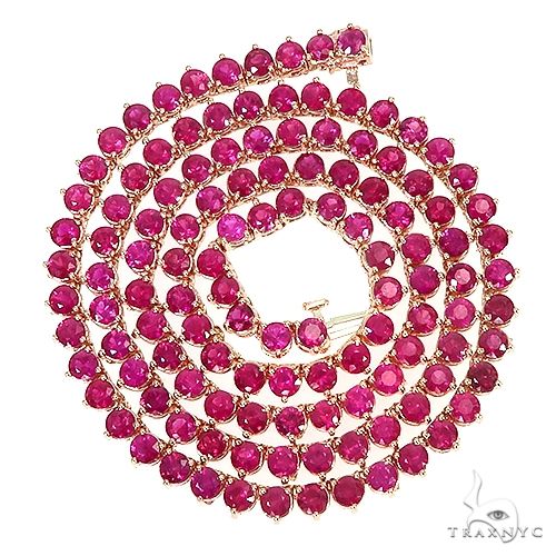 Miabella Women's 18 Carat T.G.W. Heart-Cut Created Ruby and Round-Cut  Created White Sapphire Sterling Silver Tennis Necklace - Walmart.com