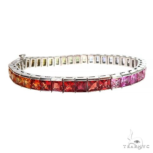 BELLE ÉPOQUE Sapphire Bracelet 18K WG 1900s French Belle Epoque Sapphire Pearl and Diamond