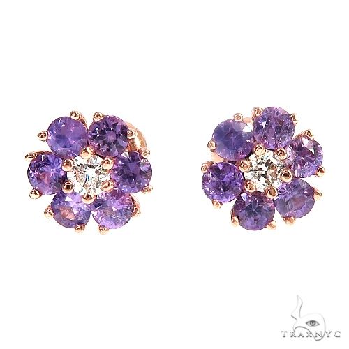 Violet Bloom Sapphire Diamond Flower Earrings 66906: buy online in