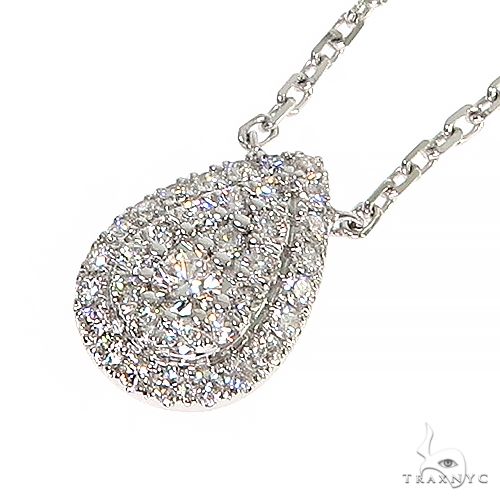 18K White Gold Halo Pear Shape Diamond Necklace