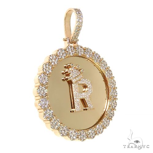 Custom Made Flower Frame 'R' Diamond Pendant 67061: buy