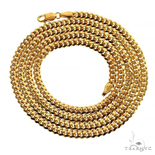 Solid Miami Cuban Link Chain 10K Yellow Gold 20 Inches 3.5mm 67103