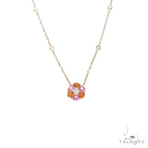 ★ PISCESS★ PP Flower Necklace Orange 5006699319 Orange Flower Pendant Necklace: Cats Eye Crystal Necklace