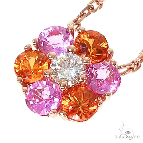 Sapphire Gemstones Delicate Circle Pendant, Pink Orange Stones, Wire wrapped 2024 Necklace