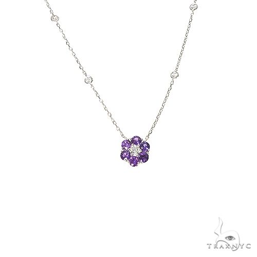 Plumeria Pendant on Corded Necklace: Purple