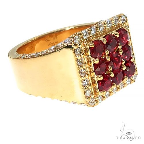 Buy Contemporary Red Gemstone and Diamond Ring Online | ORRA
