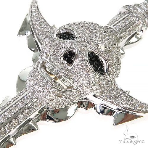 14K Gold Skull Dagger Knife Diamond Pendant 67325: buy online in