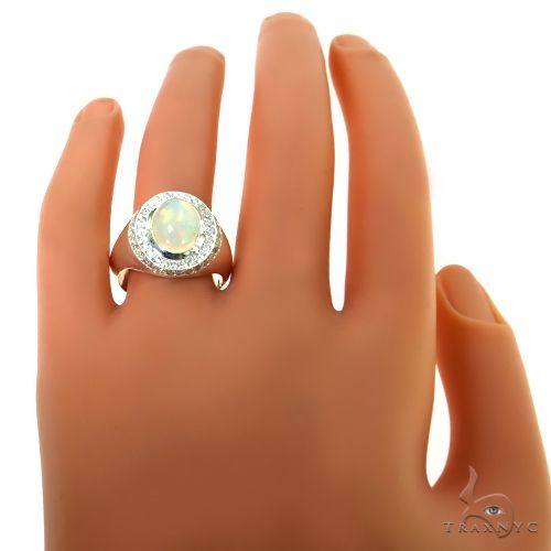 460㎖ OPAL R III 1.11 Ct. Oval Faceted Opal Ring 1920's Sterling Silver