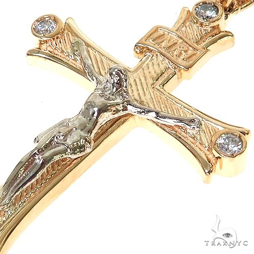 14K Gold 2 Tone Solid Yellow Gold Cross Crucifix 67415