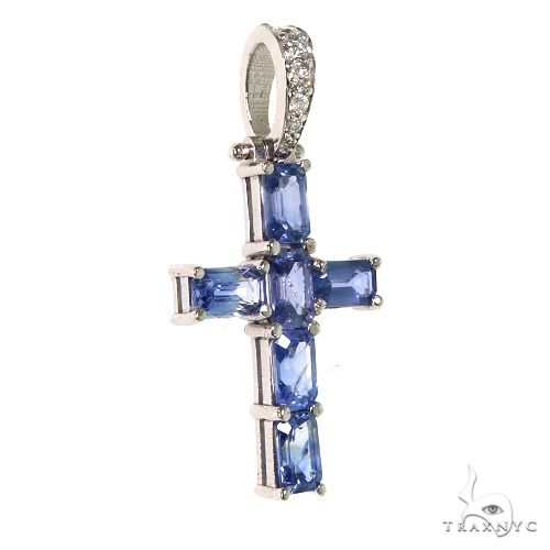 Cross necklace with hot sale blue sapphire