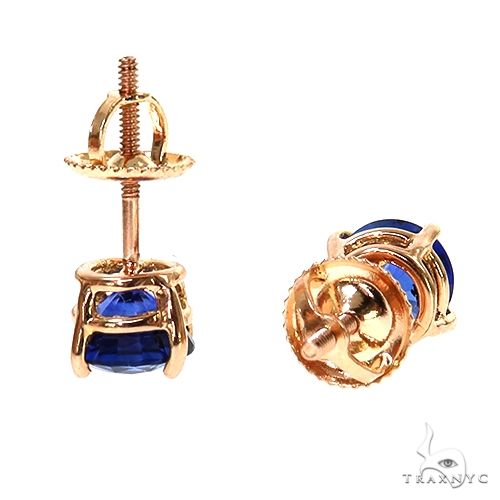 Custom Made 18K Gold Blue Sapphire Earrings 67522