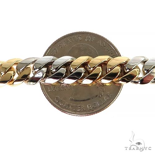 10k Two Tone Gold Solid Miami Cuban 18 Inches 8mm 68167: buy