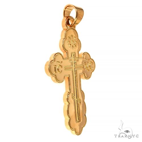 14K Yellow Gold Plain Hollow 3-D Latin Cross Charm Pendant Inch