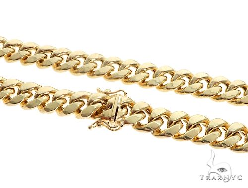 14K Yellow Gold Hollow Miami Cuban Link Chain 22 Inches