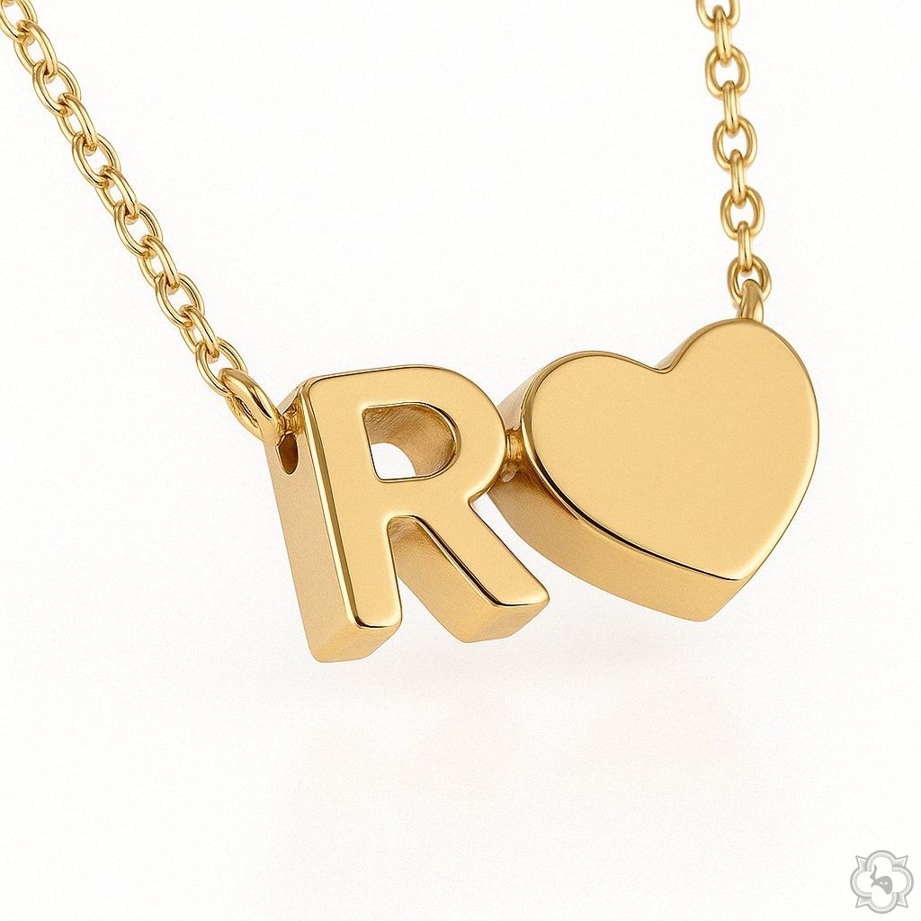 14K Gold Heart Style Initial Necklace 68569