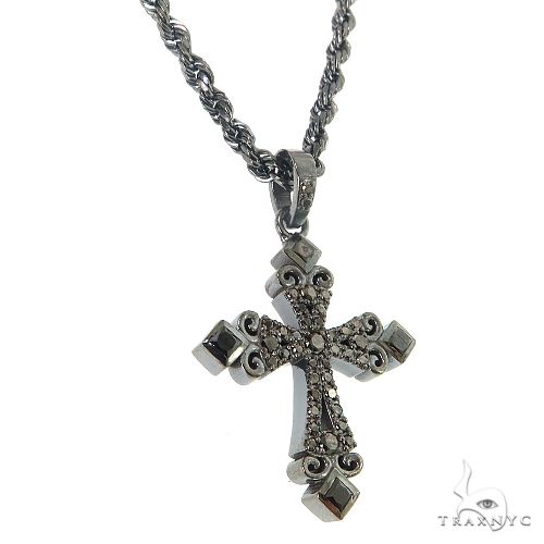 Gothic Style Black Diamond Cross Pendant Set 68713: buy online in