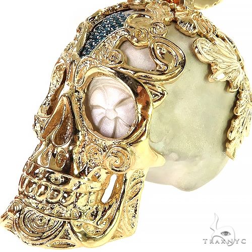 TraxNYC Silver and Gold Skull Mask Pendant 68843: buy online