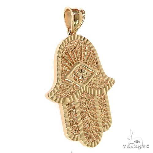 14K Pure Solid Yellow Gold Hand Shaped Pendant. Set With heart store And CZ. Hamsa Pendant. Hand Pendant.Gold Hamsa Pendant. FREE SHIPPING220 Gift