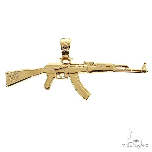 New 10k yellow Gold AK-47 machine gun rifle army Pendant charm fine je –  Feliz Gold