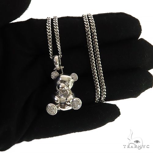 VITALY スチール Teddy Bear 熊  ペンダント ユニセックス Trax Teddy Bear Diamond Pendant .925 Silver 69019: buy