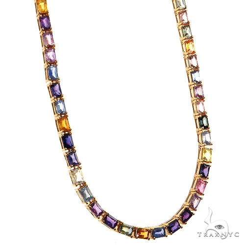 Emerald Cut Rainbow Tennis Chain 69475: buy online in NYC