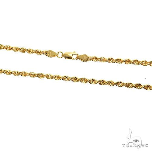 14K Yellow Gold hot Finish Road Runna Pendant - 24inch x 3mm Rope Chain