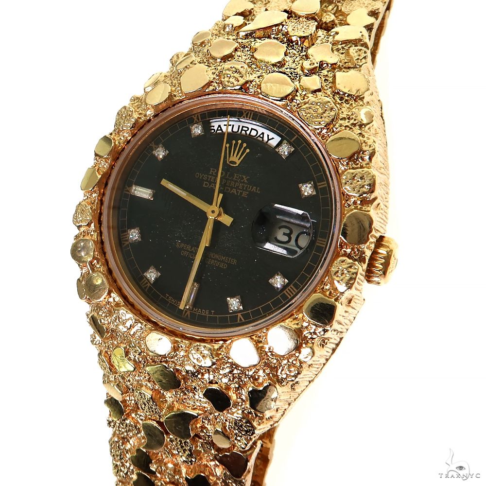 Vintage Gold Nugget Rolex Watch with 18K Gold 36mm Day Date Head 69876 buy online in NYC. Best price at TRAXNYC