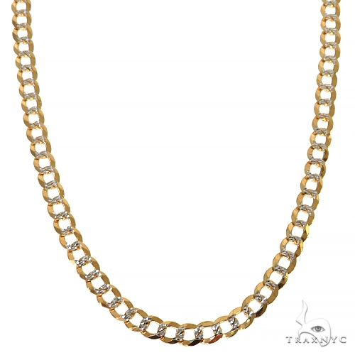 14K Yellow Gold Curb Diamond Cut Solid chain 22 inches 69912