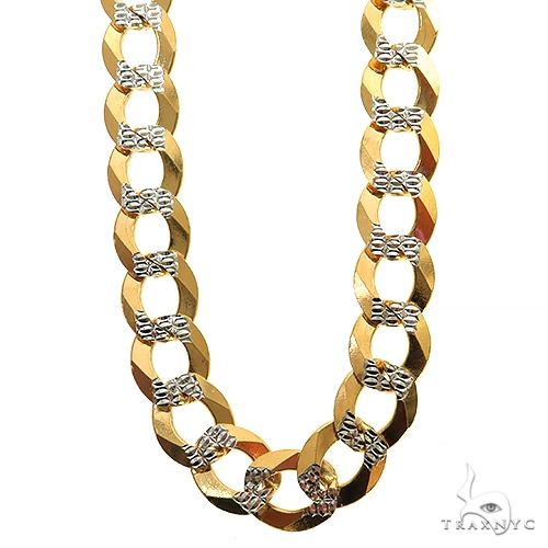 10k Solid Two-Tone Curb Link Chain 22 Inches 69971