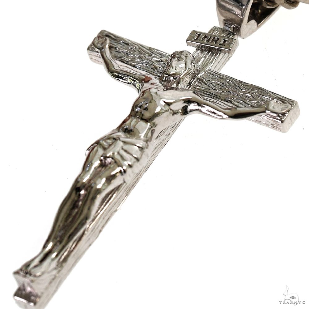 Silver Crucifix Jesus Cross Pendant Franco Chain Set 70024