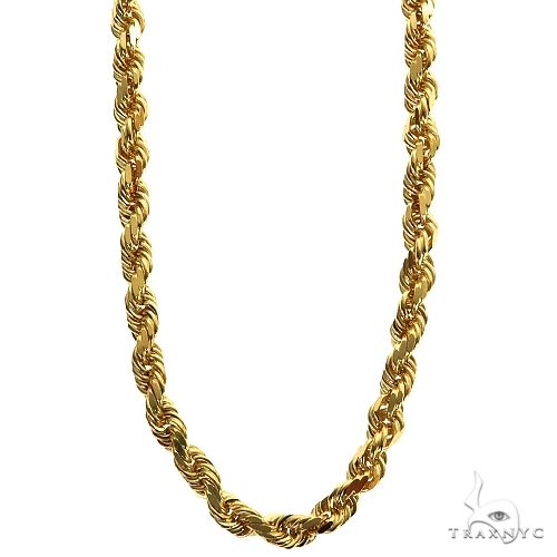 14k Yellow Gold Solid Rope Diamond Cut Link Chain 4mm 18 Inches 70132