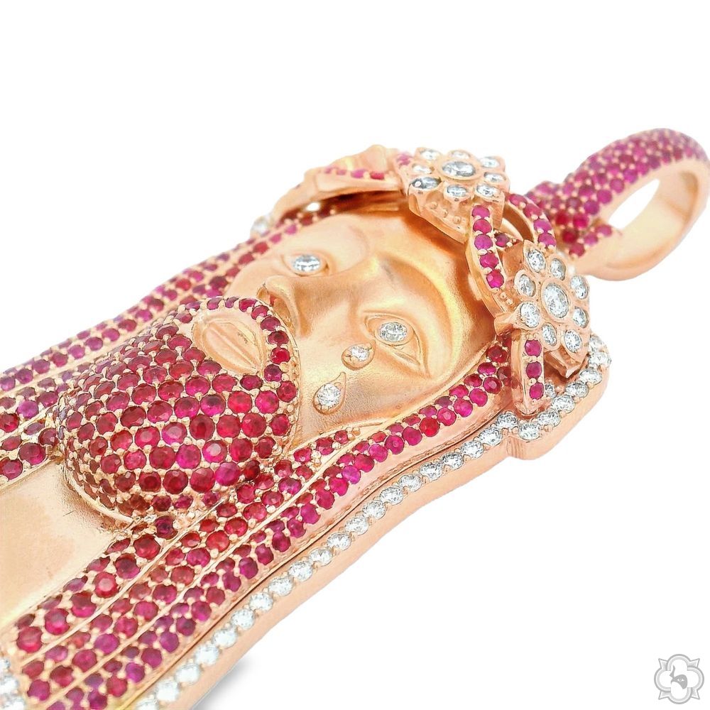 TraxNYC Ruby and Diamond Crowned Jesus Pendant -Medium 70175
