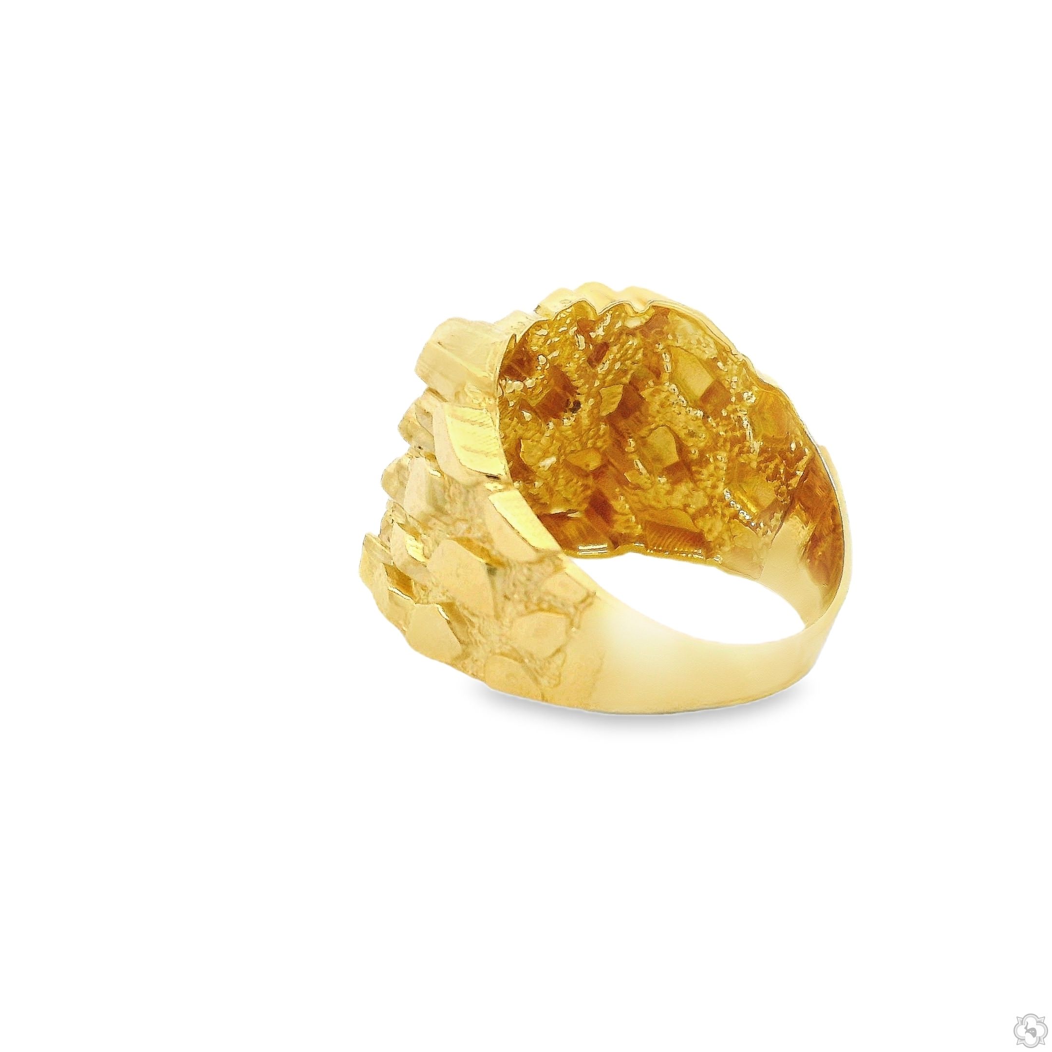 10k Yellow Gold Solid Men's Nugget-Style Statement Ring 70188