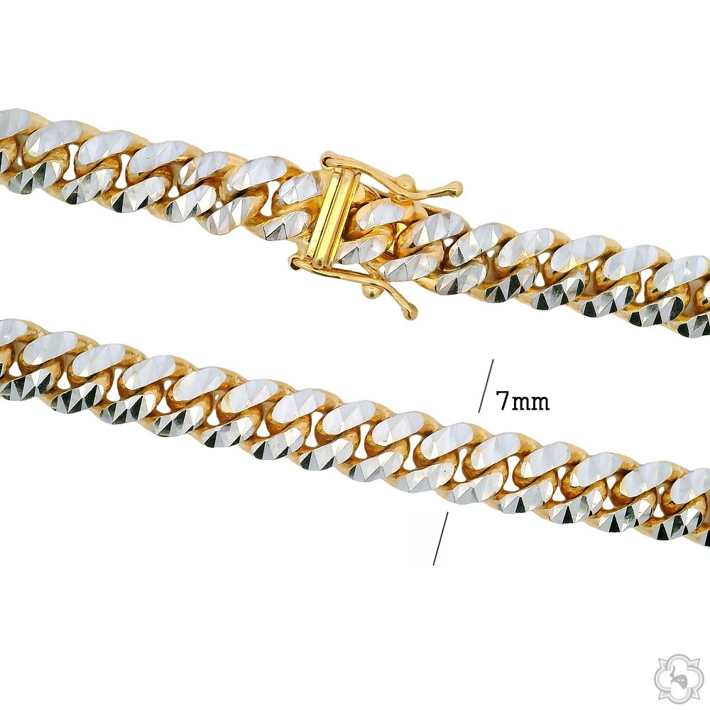 14k Gold Two Tone Diamond Cut Miami Cuban Link Chain 70324